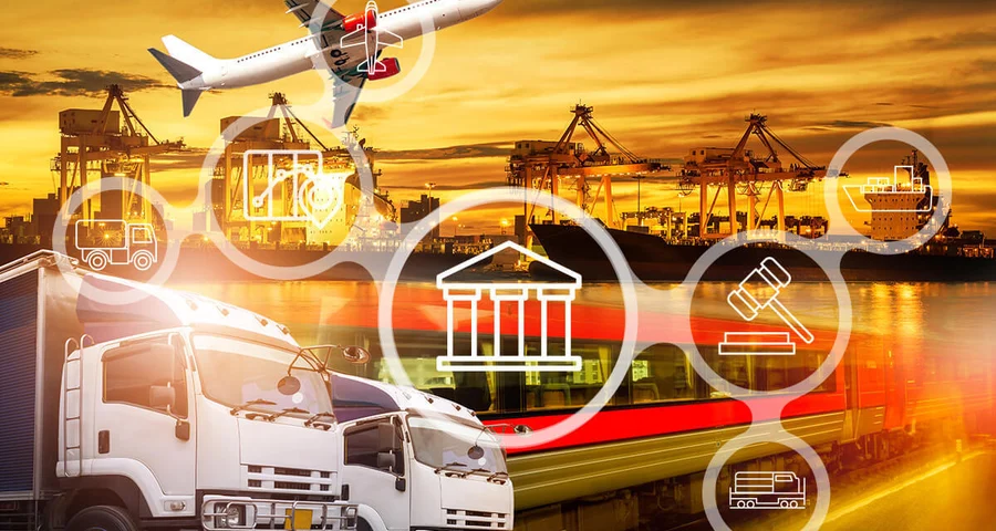 transportation industry truck airplane and train