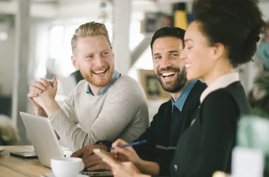 Laughing colleagues