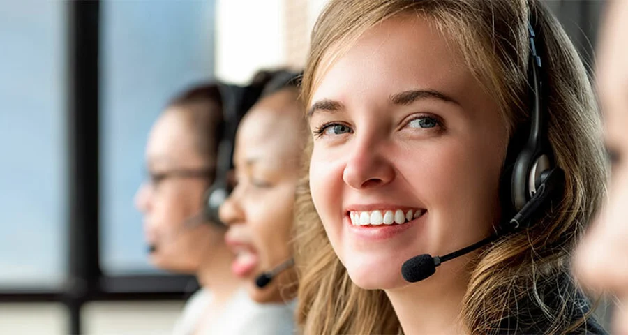 Friendly customer service representative smiling